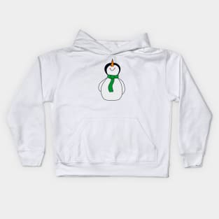 Green Scarf Snowman Kids Hoodie